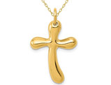 14K Yellow Gold Freeform Cross Pendant Necklace with Chain